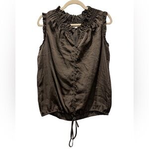 LOFT Chocolate Ruffled Blouse medium